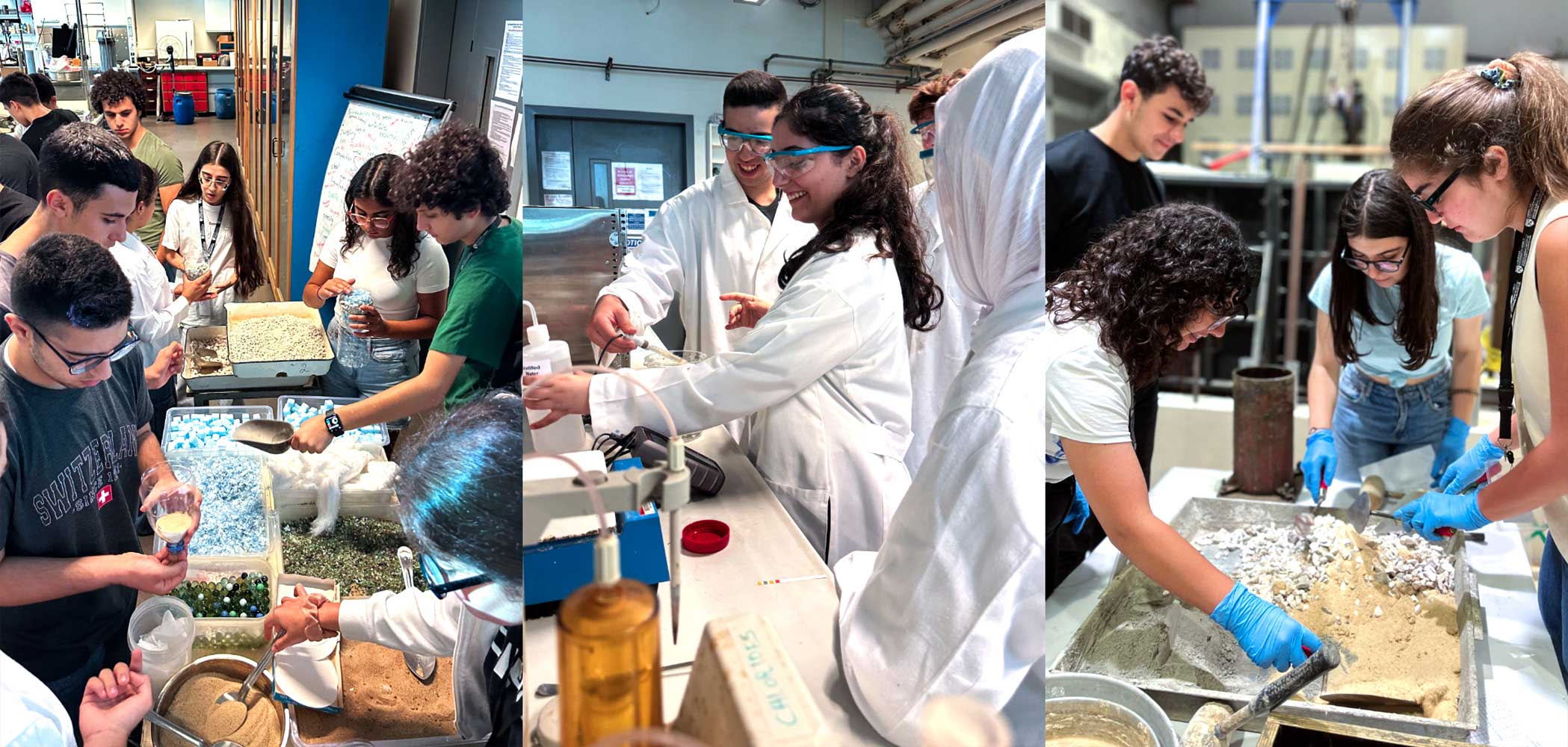 Who knew learning could look like this?  High school students at the Civil Engineering Summer Camp are fully engaged and focused, actively learning and experimenting with various materials.